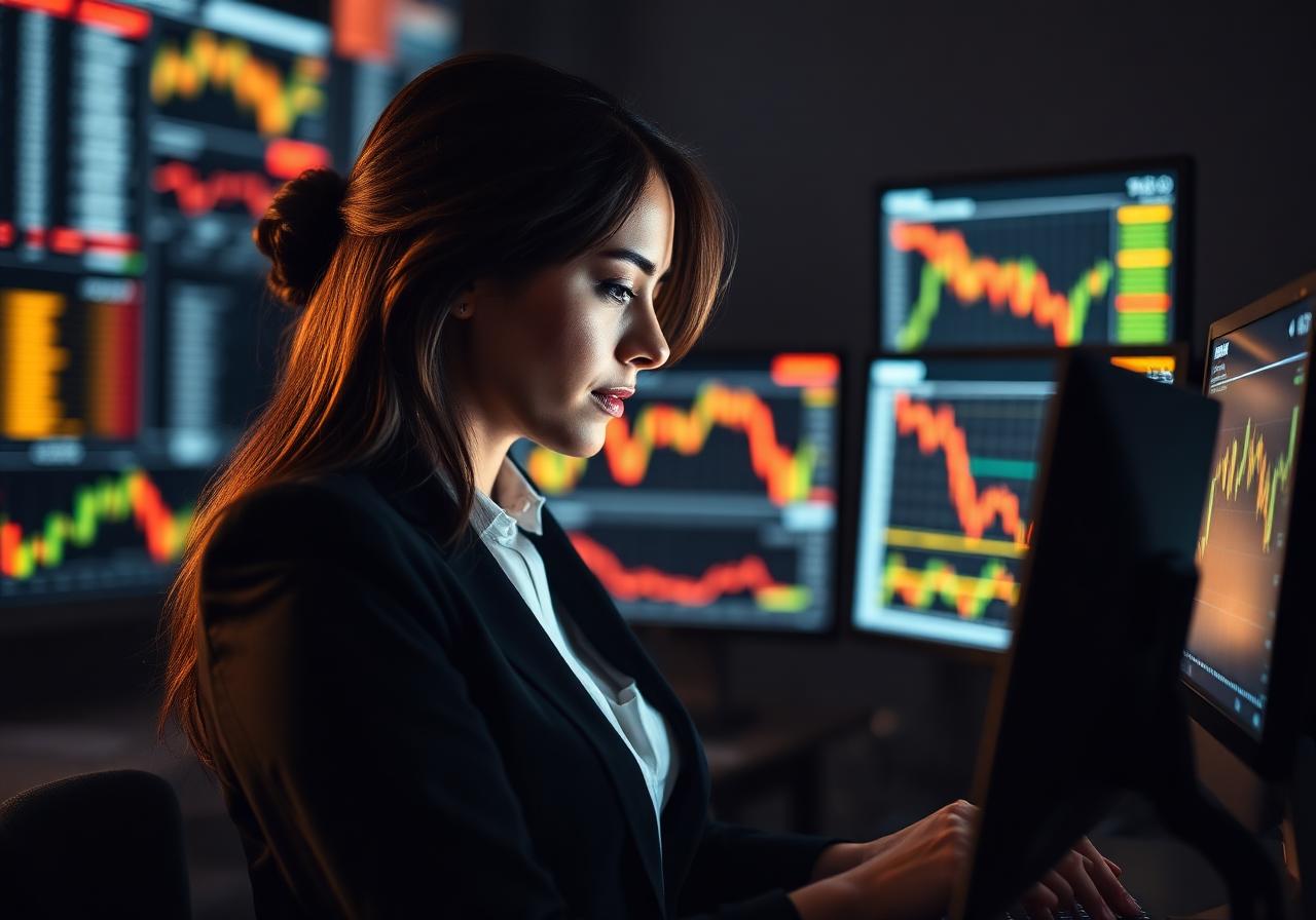 Trader studying forex charts